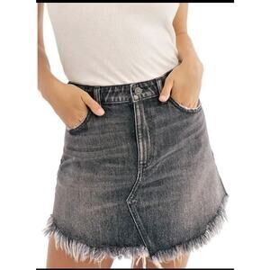 Free People Maverick Denim Black Mini Skirt NWT Size 25